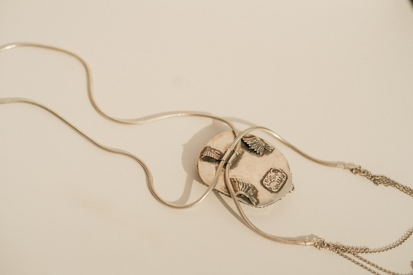LONGHORN + ROYSTON TURQUOISE STERLING SILVER AND 24CT GOLD BOLO NECKLACE