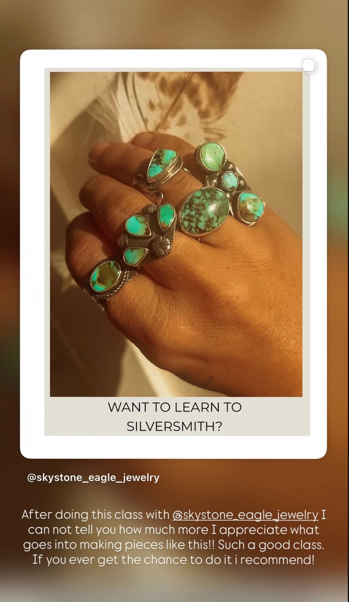 BIBBENLUKE NSW ~ MAKE A TURQUOISE + STERLING SILVER NECKLACE CLINIC. SUNDAY 27