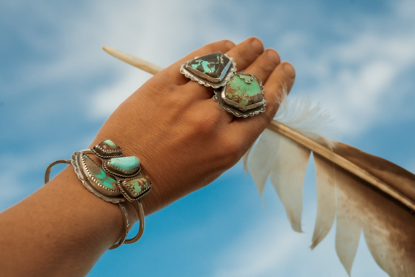 ROYSTON TURQUOISE + STERLING SILVER DRIFTER BANGLE