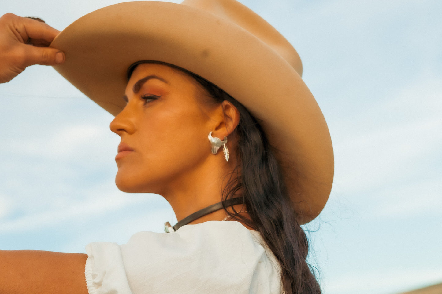 ROAM STERLING SILVER BISON + FEATHER EARRINGS