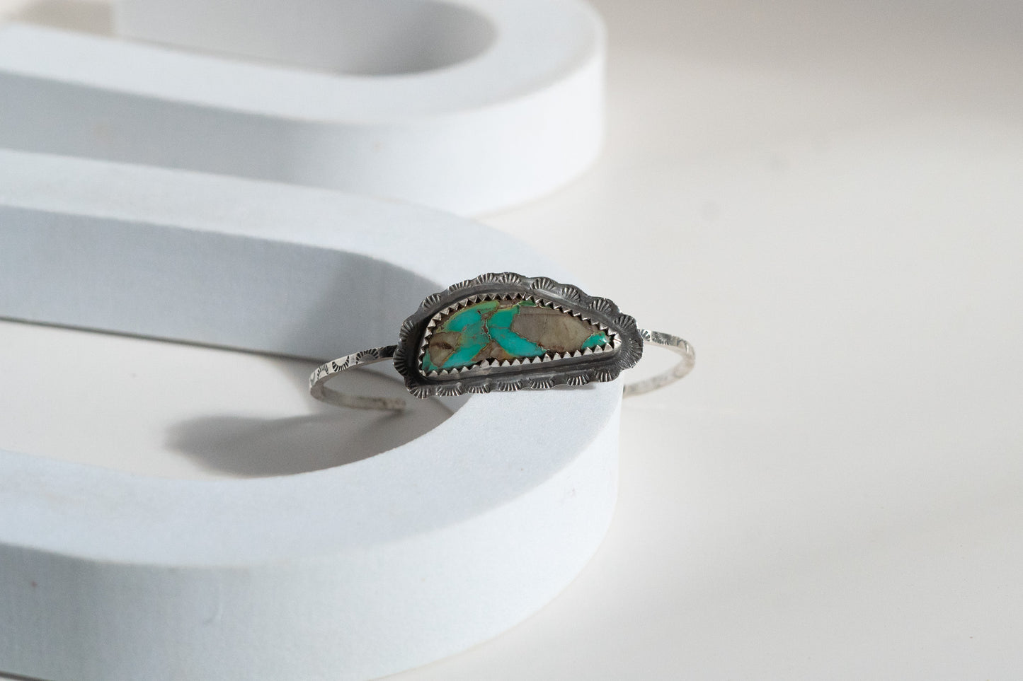 ROYSTON TURQUOISE + STERLING SILVER DRIFTER BANGLE