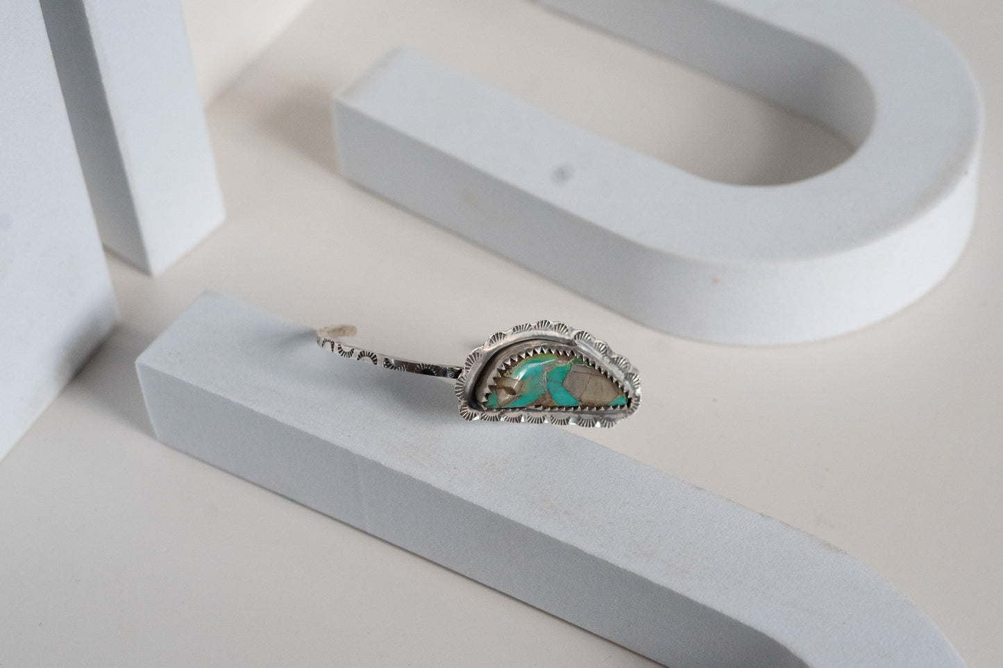 ROYSTON TURQUOISE + STERLING SILVER DRIFTER BANGLE