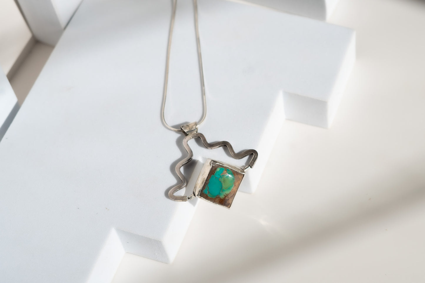 GO WEST STERLING SILVER , 24KT GOLD, ROYSTON TURQUOISE FLIP NECKLACE