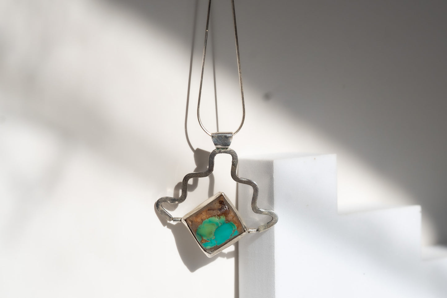 GO WEST STERLING SILVER , 24KT GOLD, ROYSTON TURQUOISE FLIP NECKLACE