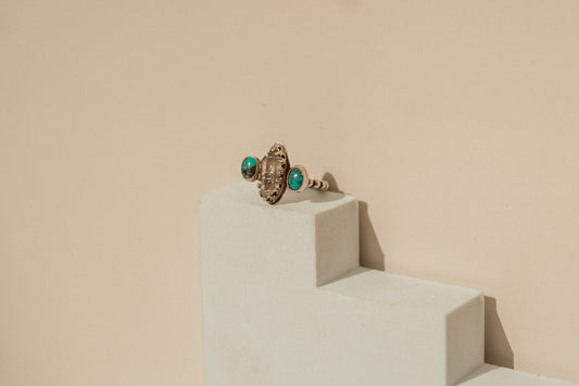 QUARTZ + KINGMAN TURQUOISE RING