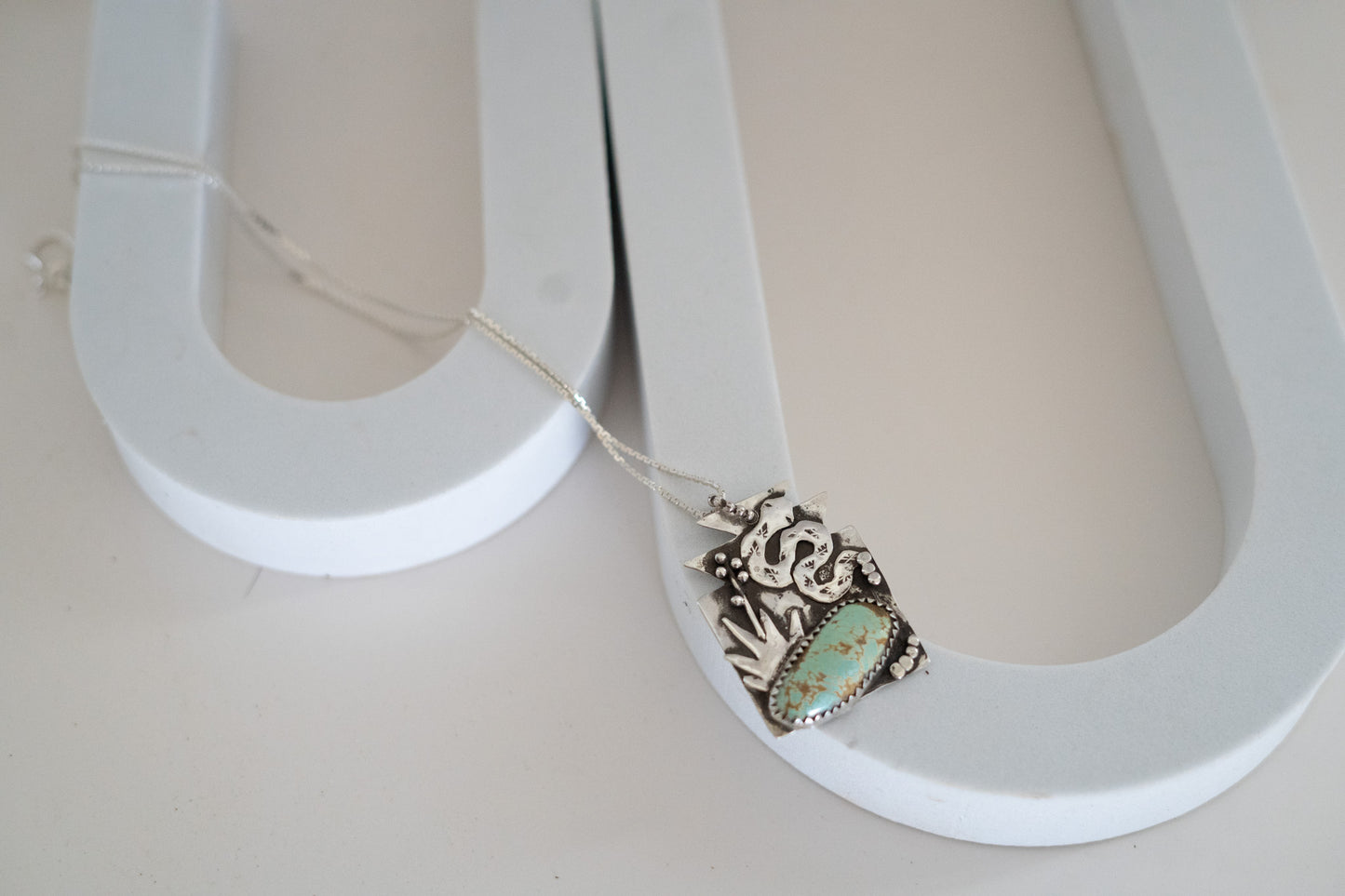 AGAVE RATTLE SNAKE TURQUOISE + SILVER NECKLACE