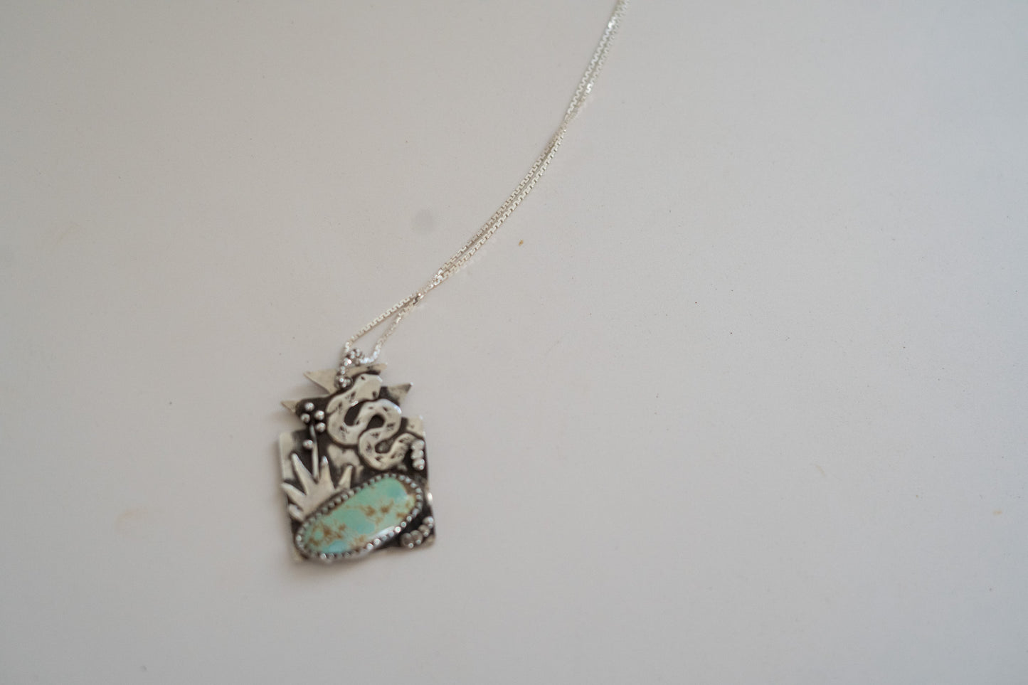 AGAVE RATTLE SNAKE TURQUOISE + SILVER NECKLACE